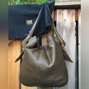 Olive Green Khaki Frye Nora Knotted Leather Hobo Shoulder Bag with Dust Bag